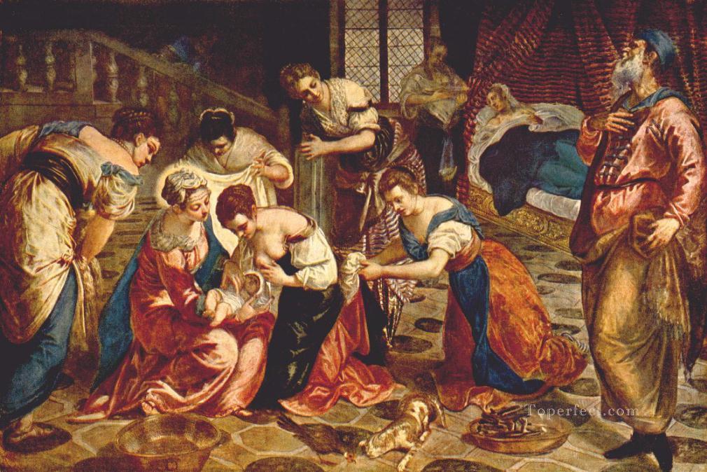 The Birth of St John the Baptist Italian Renaissance Tintoretto Oil Paintings